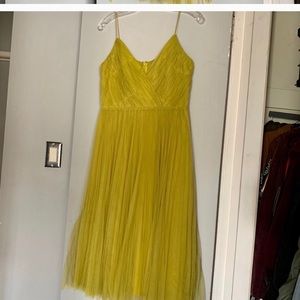 Yellow/green midi length cocktail dress